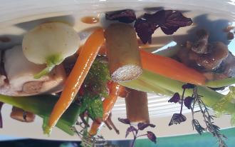 Lapin en trois façon, légumes du marché
