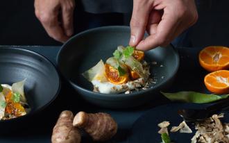 Crème de topinambours, citron vert et cardamome