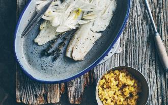 Lieu jaune fenouil safrané, crumble de sarrasin